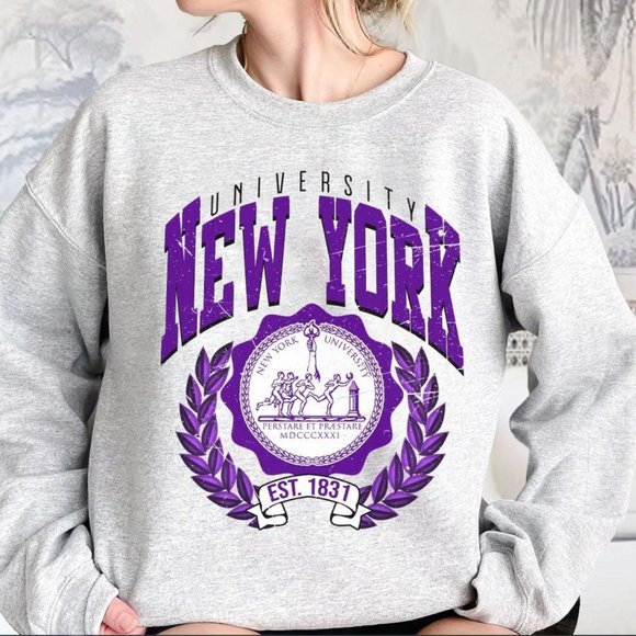 New York University Sweatshirt Vintage Style New York University NYU Shirt - Picture 1 of 1
